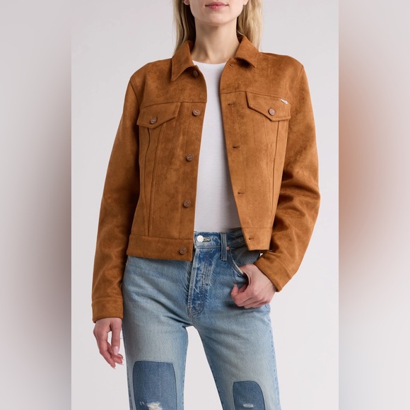 MOTHER Jackets & Blazers - MOTHER Suede Trucker Jacket in Cognac Brown
